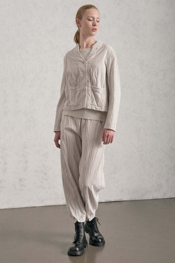 Giacchina in costina di velluto di viscosa e cotone stretch goffrato | 1019.CFDTREP250.01