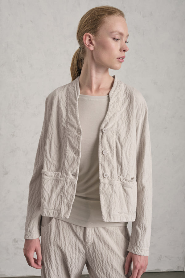 Giacchina in costina di velluto di viscosa e cotone stretch goffrato | 1019.CFDTREP250.01
