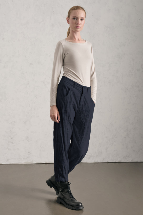 Pantalone comfort fit con spacchetti fondo gamba in costina di velluto in viscosa e cotone stretch g | 1019.CFDTREP255.05