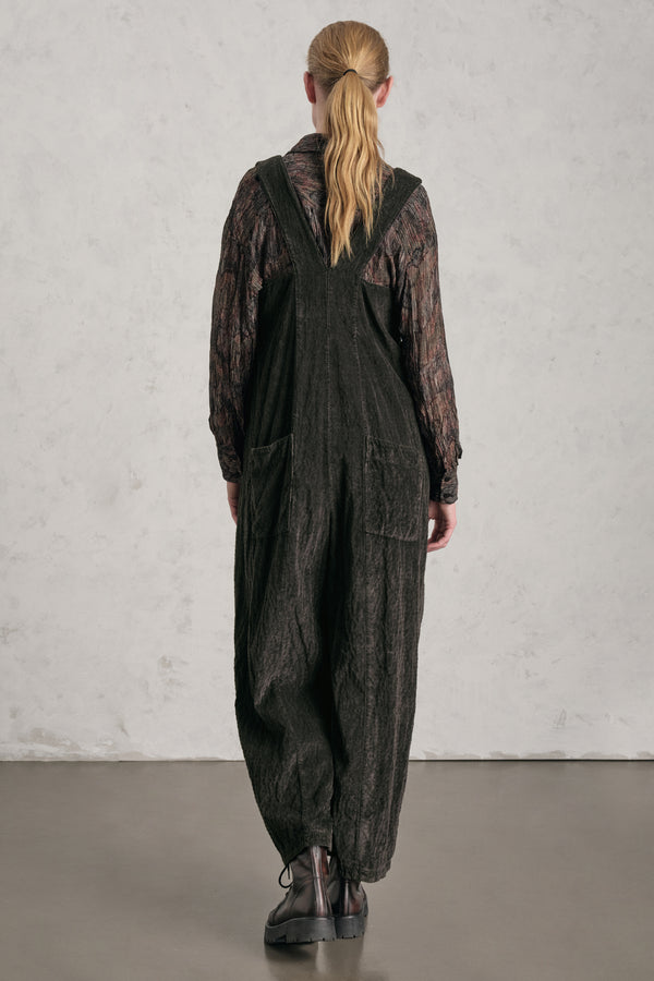 Salopette oversize in costina di velluto in viscosa e cotone stretch goffrato | 1019.CFDTREP257.04