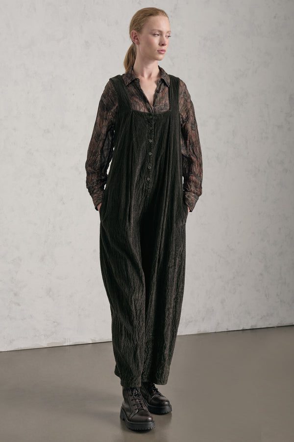 Salopette oversize in costina di velluto in viscosa e cotone stretch goffrato | 1019.CFDTREP257.04