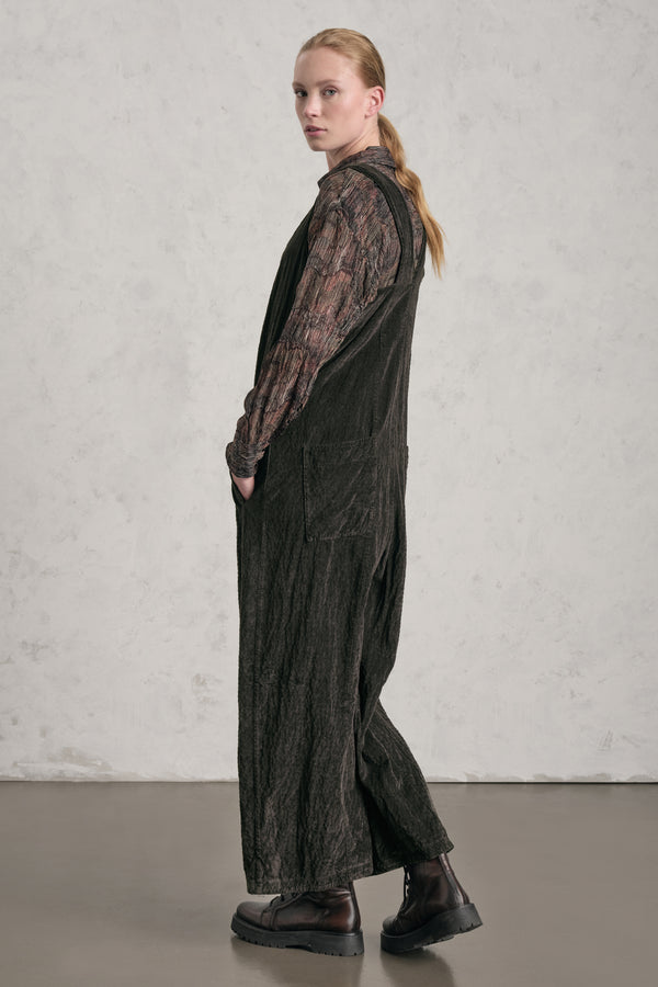 Salopette oversize in costina di velluto in viscosa e cotone stretch goffrato | 1019.CFDTREP257.04