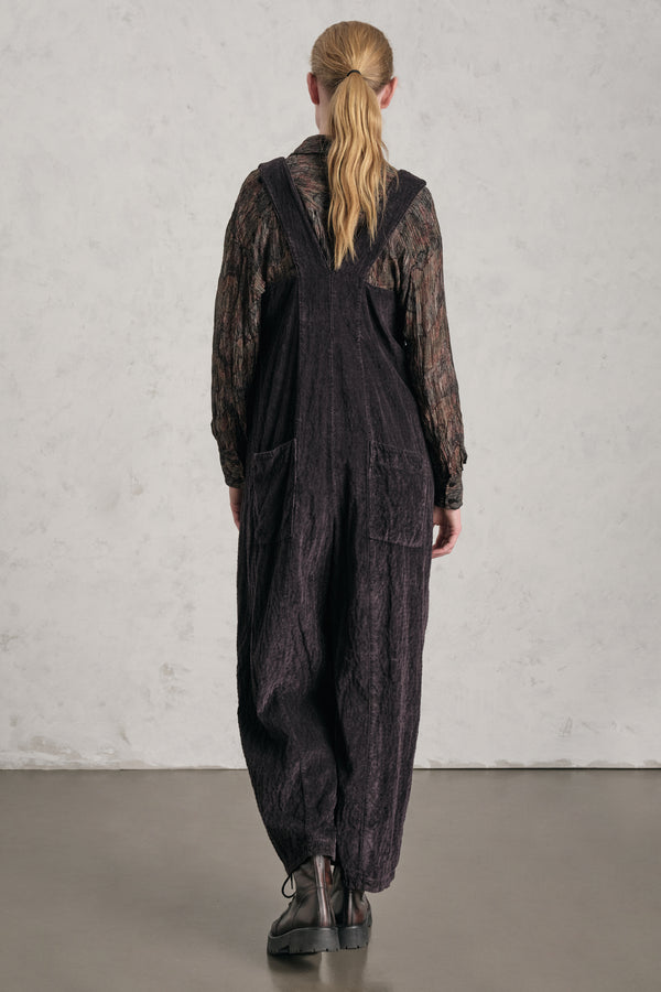 Salopette oversize in costina di velluto in viscosa e cotone stretch goffrato | 1019.CFDTREP257.06