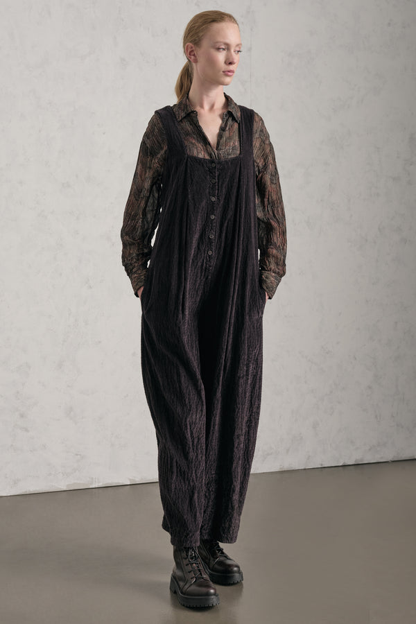 Salopette oversize in costina di velluto in viscosa e cotone stretch goffrato | 1019.CFDTREP257.06