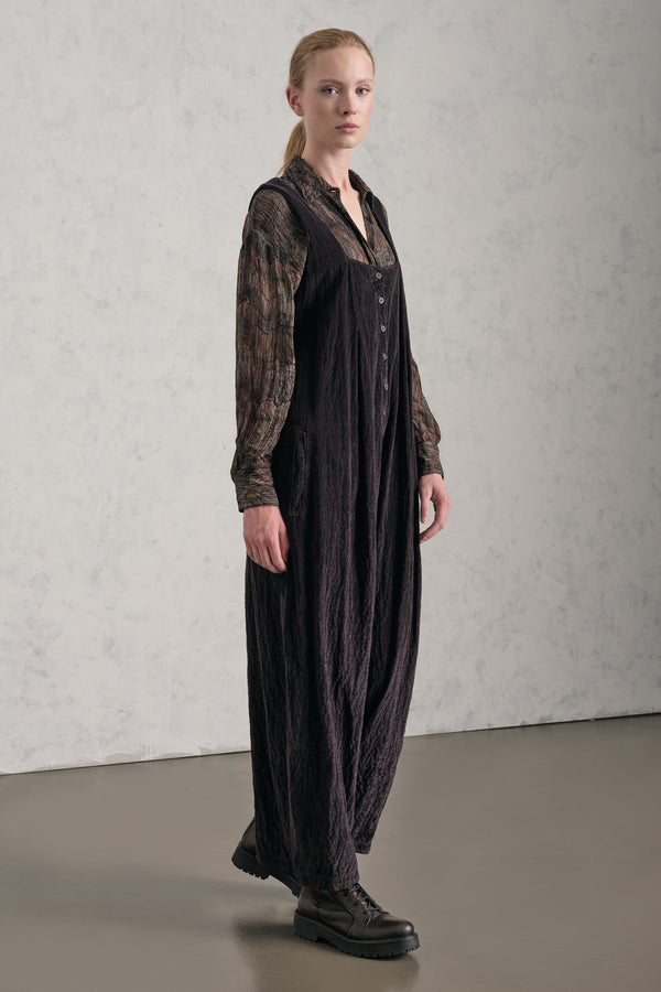 Salopette oversize in costina di velluto in viscosa e cotone stretch goffrato | 1019.CFDTREP257.06