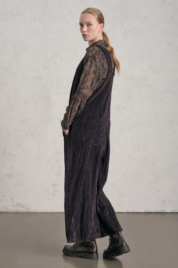Salopette oversize in costina di velluto in viscosa e cotone stretch goffrato | 1019.CFDTREP257.06