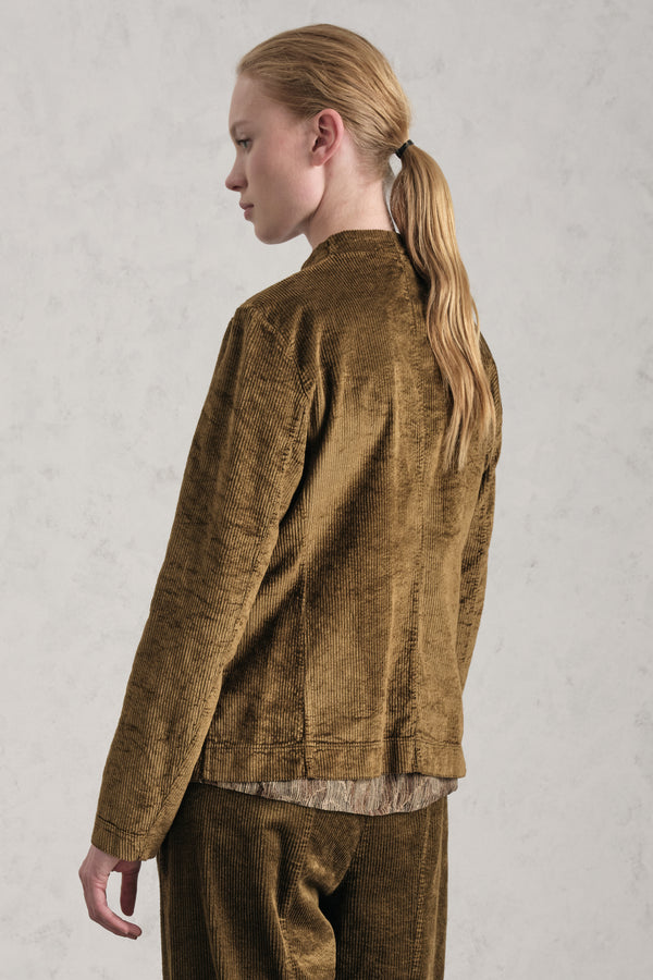 Giacca sagomata collo alla coreana in velluto a coste di viscosa e cotone stretch | 1019.CFDTREQ260.03