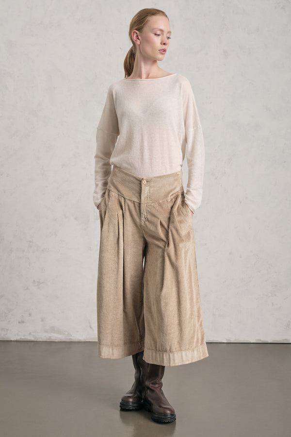 Panta/gonna con pieghe frontali in velluto a coste di viscosa e cotone stretch | 1019.CFDTREQ264.22