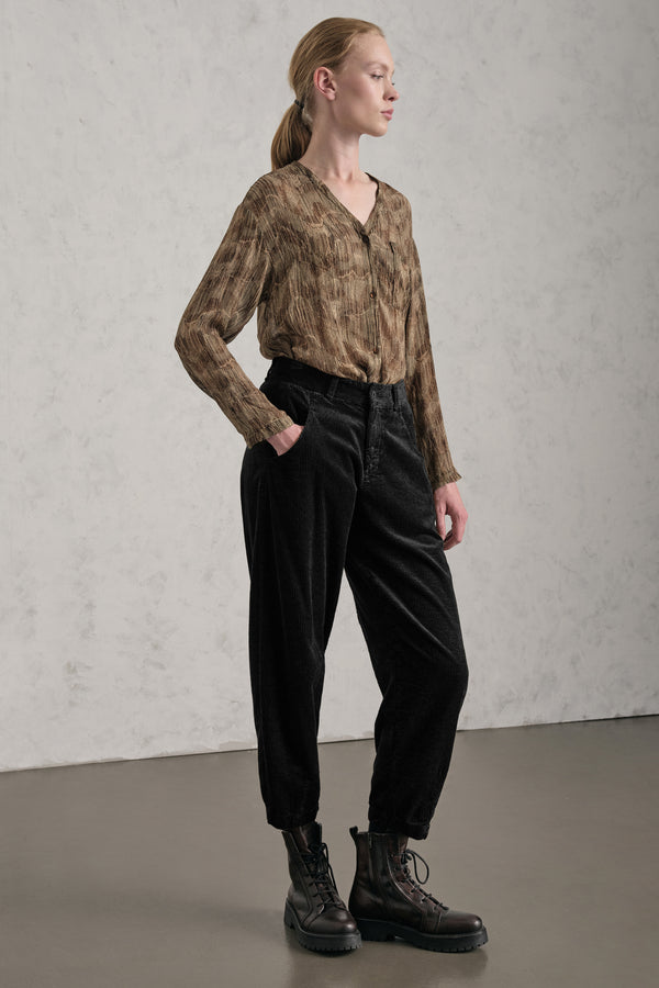 Pantalone comfort fit in velluto a coste di viscosa e cotone stretch | 1019.CFDTREQ265.10