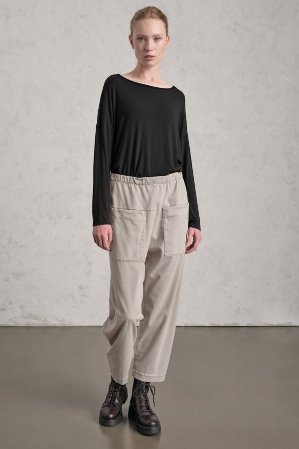 Pantalone comfort fit con tasche davanti in viscosa e cotone stretch. elastico in vita | 1019.CFDTRER273.01
