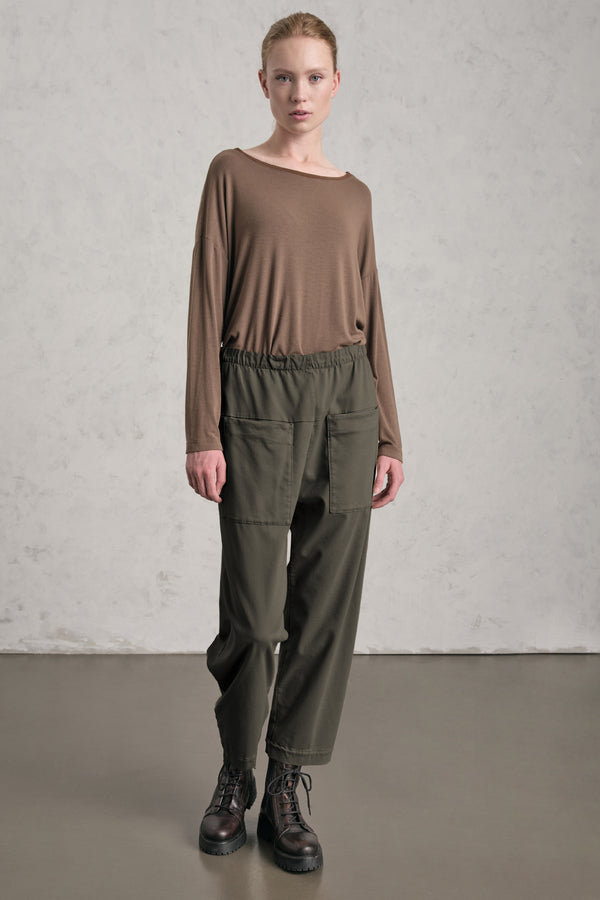 Pantalone comfort fit con tasche davanti in viscosa e cotone stretch. elastico in vita | 1019.CFDTRER273.04