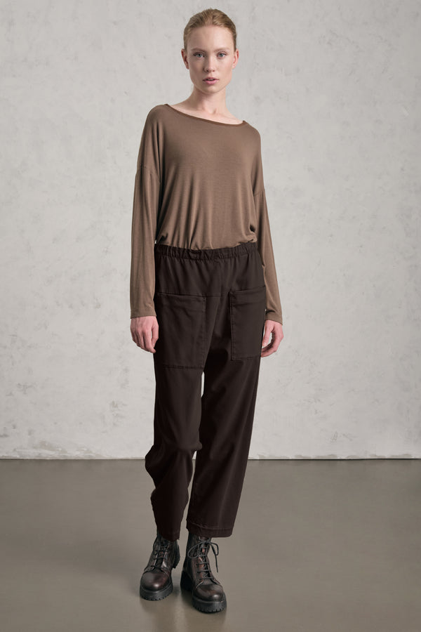 Pantalone comfort fit con tasche davanti in viscosa e cotone stretch. elastico in vita | 1019.CFDTRER273.06