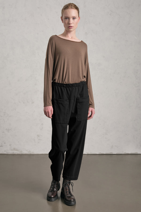 Pantalone comfort fit con tasche davanti in viscosa e cotone stretch. elastico in vita | 1019.CFDTRER273.10