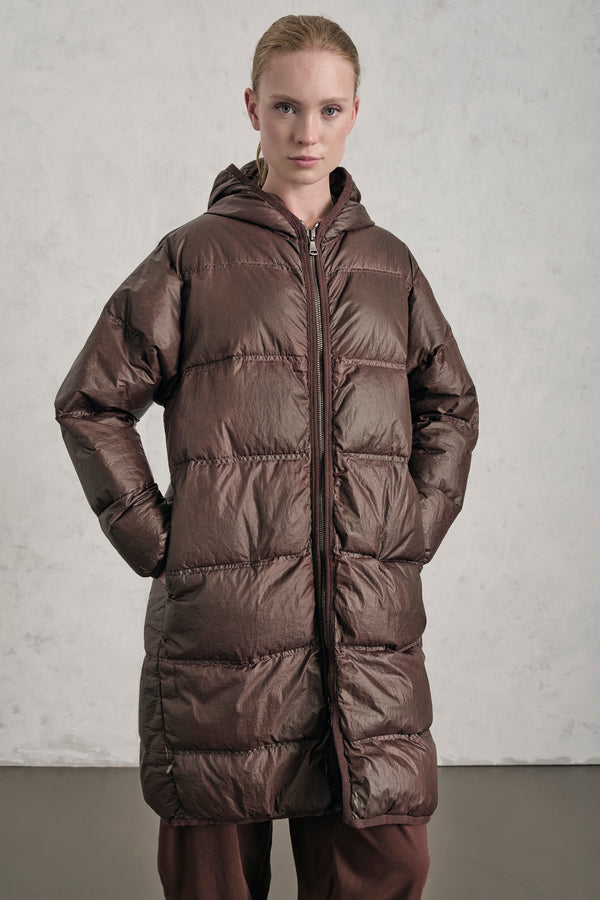 Gesteppte Daunenjacke mit Kapuze aus Nylon, kalt gefärbt | 1019.CFDTRES284E.118