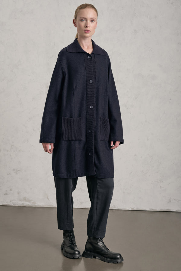 Giacca/cardigan regular fit in panno di lana con inserti in maglia | 1019.CFDTREU305.05