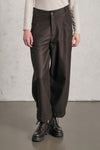 Pantalone gamba larga con tasche a filetto diagonali in panno di lana leggero gessato, mano cashmere | 1019.CFDTREW324.06