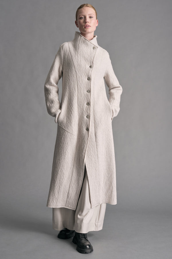 Langer Strickmantel mit schmaler Passform aus Boiled Wool | 1019.CFDTREX332.01
