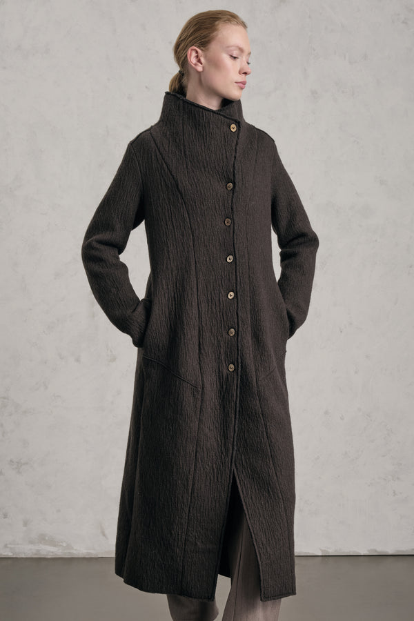 Langer Strickmantel mit schmaler Passform aus Boiled Wool | 1019.CFDTREX332.06