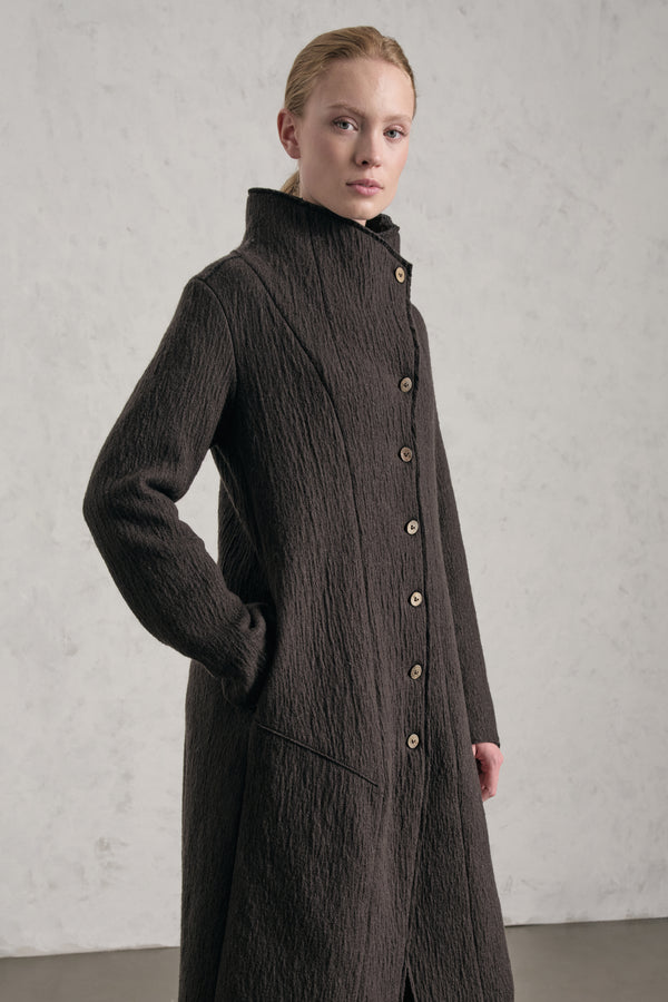 Langer Strickmantel mit schmaler Passform aus Boiled Wool | 1019.CFDTREX332.06