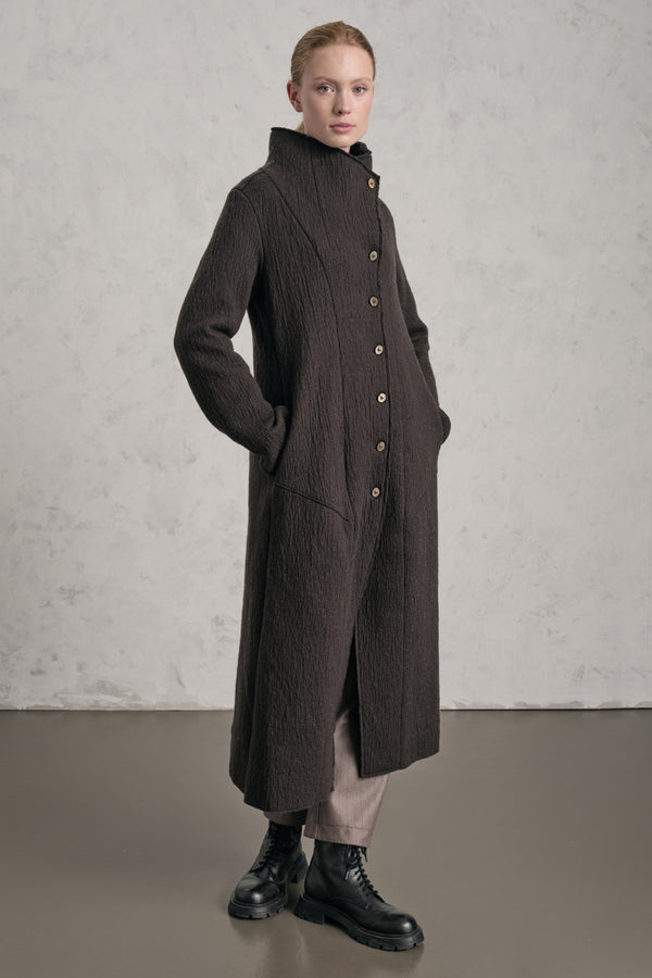 Langer Strickmantel mit schmaler Passform aus Boiled Wool | 1019.CFDTREX332.06