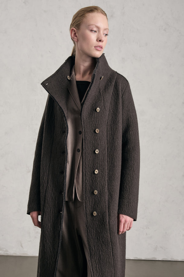 Langer Strickmantel mit schmaler Passform aus Boiled Wool | 1019.CFDTREX332.06