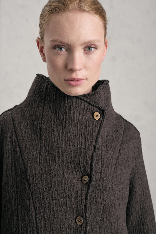 Langer Strickmantel mit schmaler Passform aus Boiled Wool | 1019.CFDTREX332.06