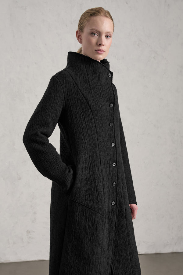 Cappotto lungo slim fit in maglia di lana cotta | 1019.CFDTREX332.10