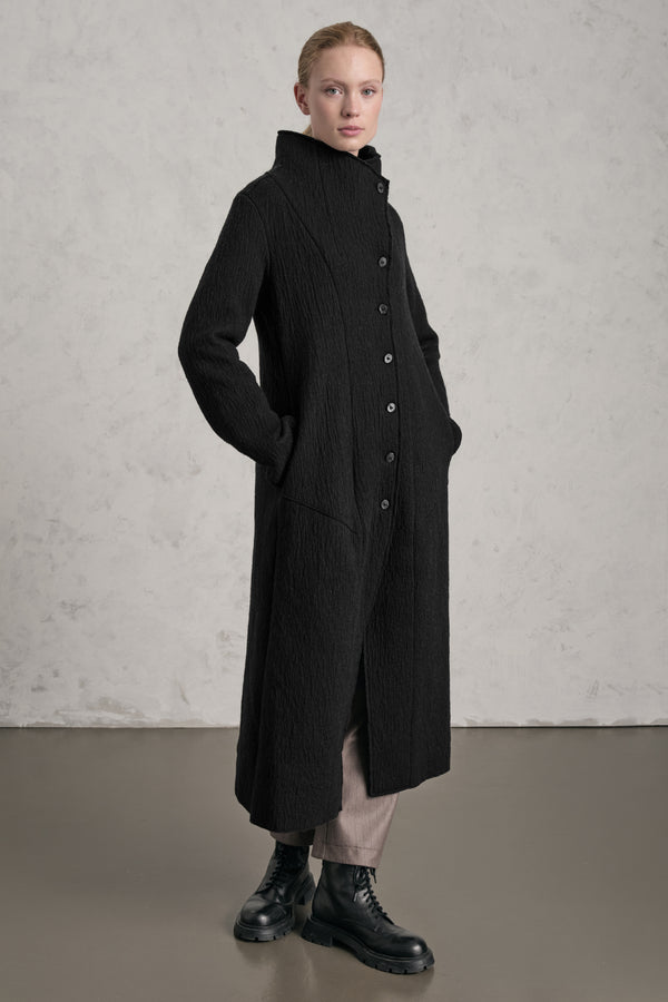 Cappotto lungo slim fit in maglia di lana cotta | 1019.CFDTREX332.10