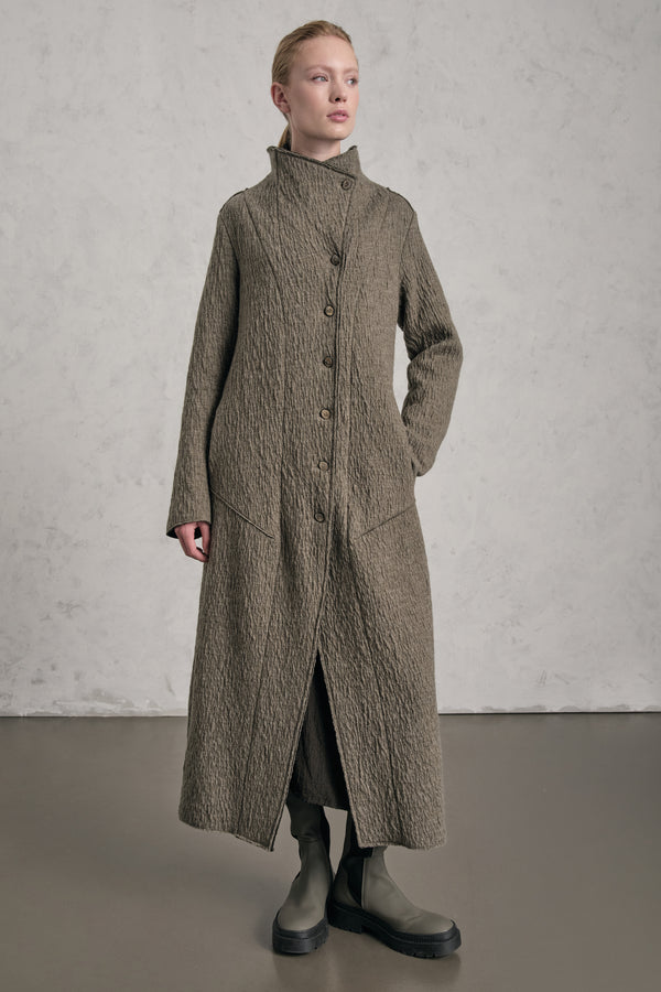 Cappotto lungo slim fit in maglia di lana cotta | 1019.CFDTREX332.14