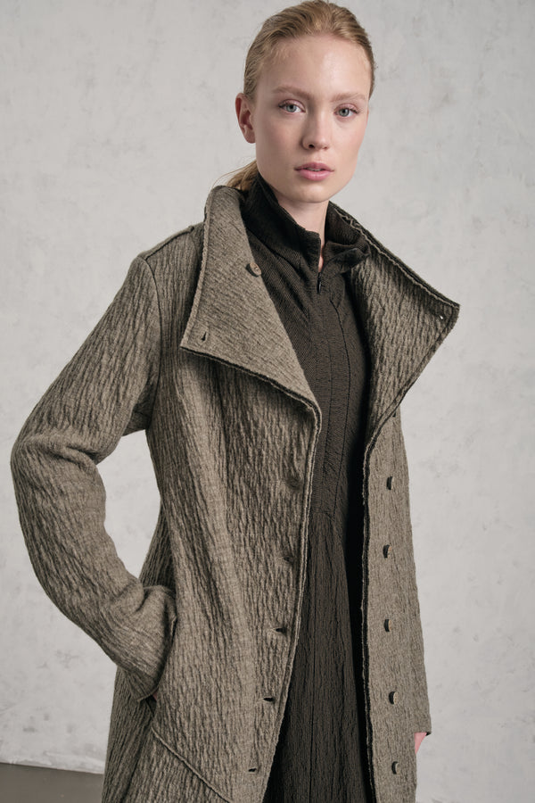 Cappotto lungo slim fit in maglia di lana cotta | 1019.CFDTREX332.14