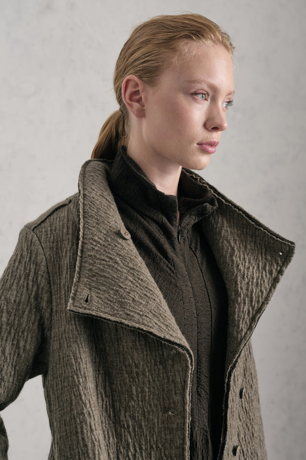 Cappotto lungo slim fit in maglia di lana cotta | 1019.CFDTREX332.14
