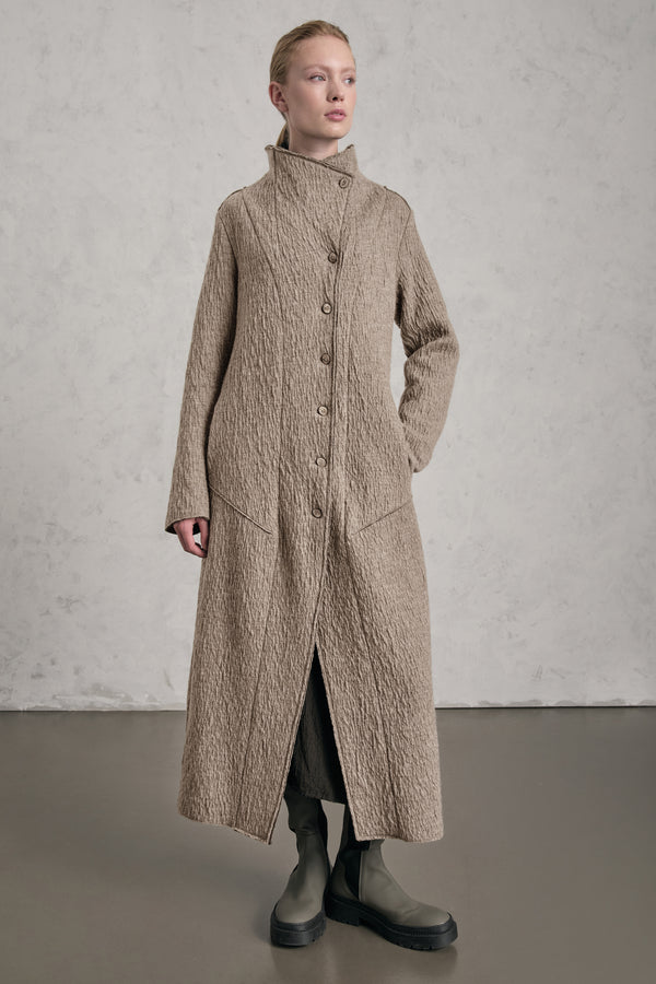 Langer Strickmantel mit schmaler Passform aus Boiled Wool | 1019.CFDTREX332.31