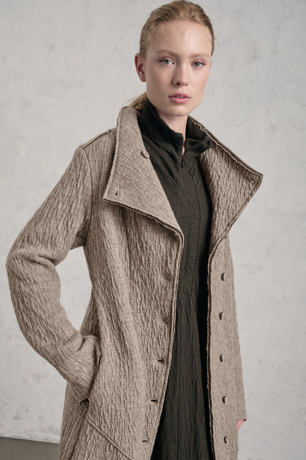 Langer Strickmantel mit schmaler Passform aus Boiled Wool | 1019.CFDTREX332.31