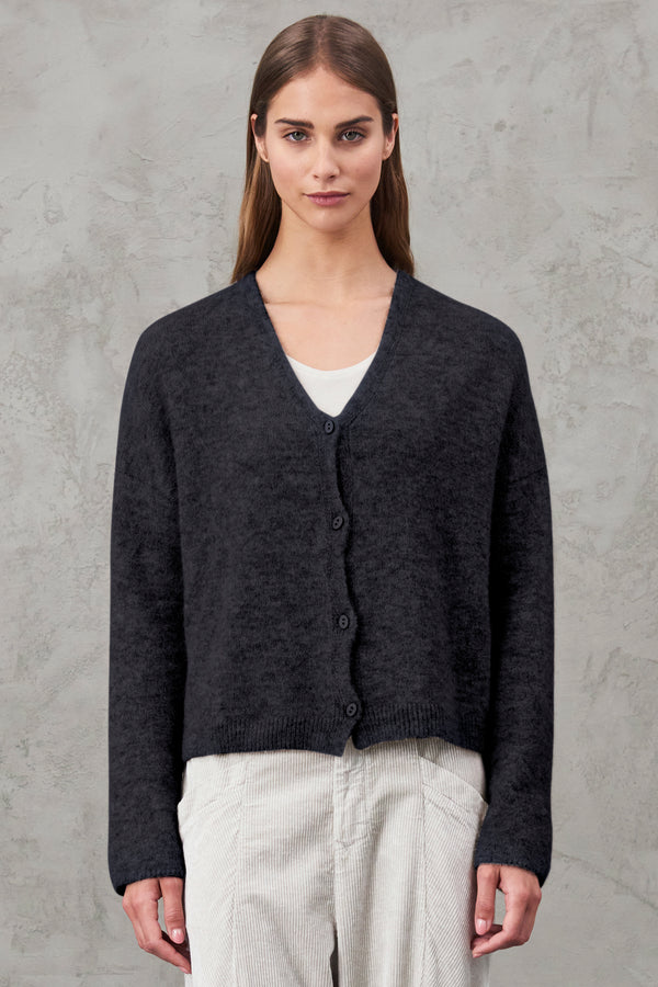 Alpaca and wool cardigan. oval horn buttons | 1010.CFDTRV12470.13