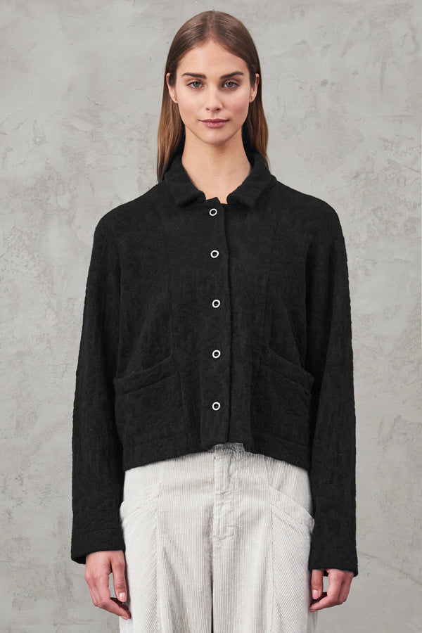 Comfort fit jacket in jacquard wool and alpaca blend knit | 1010.CFDTRV6410.10