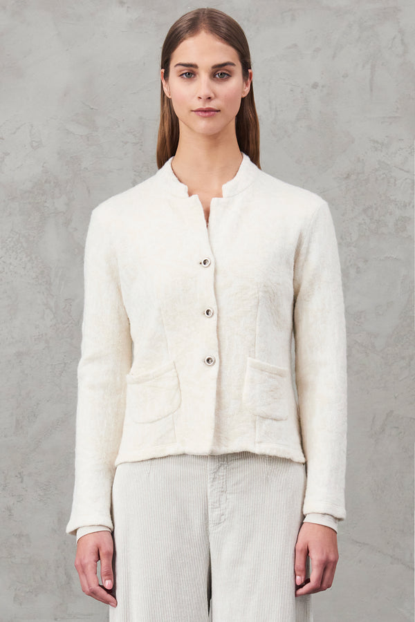 Slim fit jacket in jacquard wool and alpaca blend knit | 1010.CFDTRV6411.02