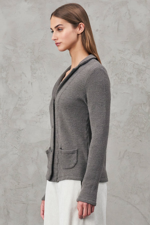Slim-fit jacket in micro-patterned jacquard wool and viscose knit | 1010.CFDTRV7420.31