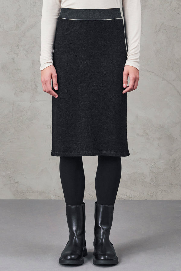 Micro-pattern jacquard wool and viscose knit pencil skirt with elastic waist | 1010.CFDTRV7422.10