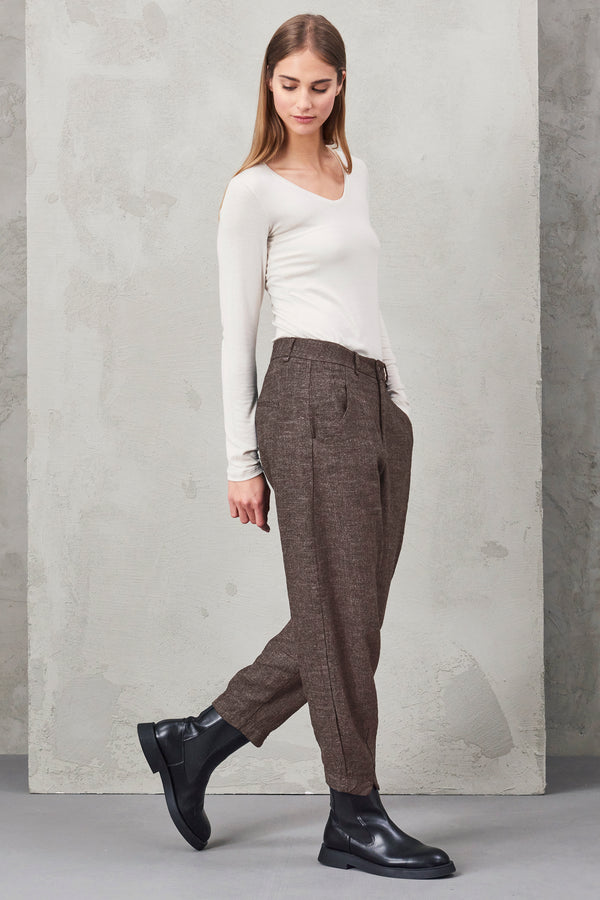 Comfort fit trousers in salt and pepper wool blend | 1010.CFDTRVA101.29