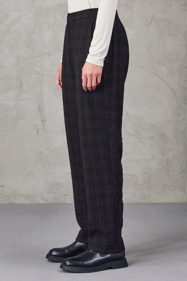 Regular fit pant with elastic on the back in embossed checked stretch wool blend | 1010.CFDTRVC121.06
