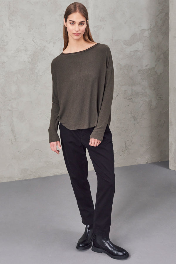 Over fit t-shirt in ribbed modal blend jersey. wearable on both sides | 1010.CFDTRVJ190.06