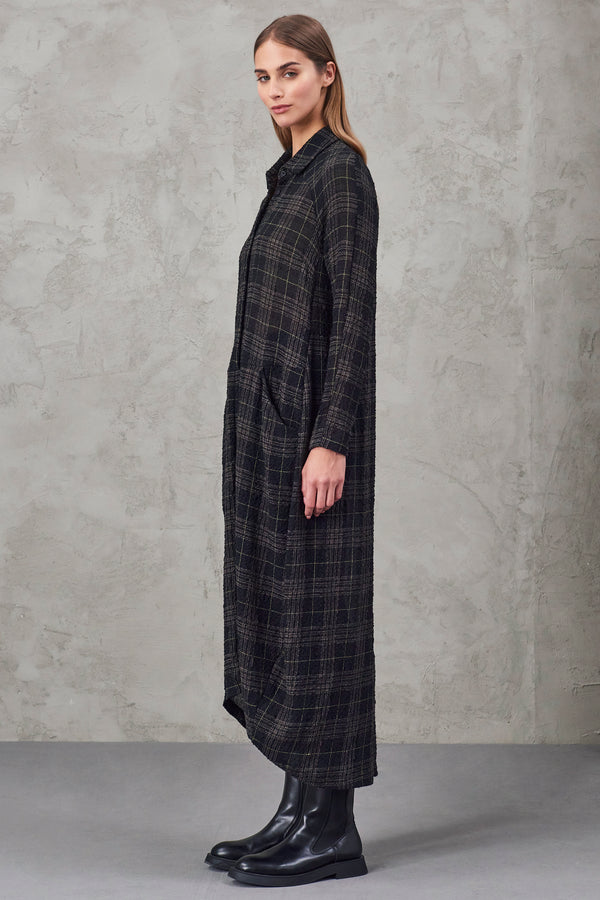 Long dress with pockets in checked wool blend gauze | 1010.CFDTRVN232.14