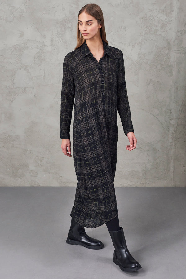 Robe longue à poches en gaze de laine mélangée à carreaux | 1010.CFDTRVN232.14