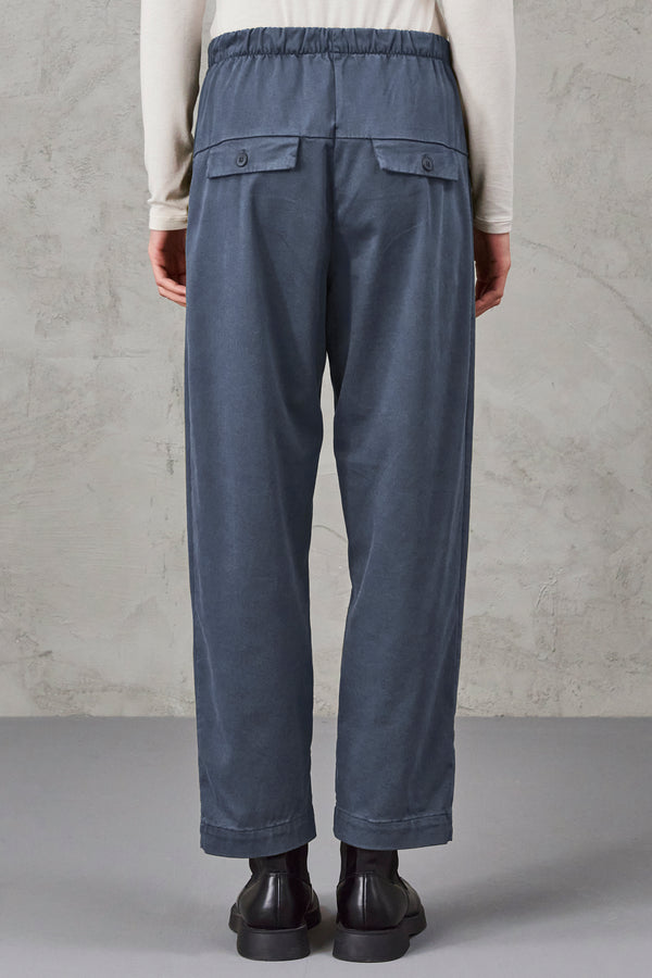 Comfort fit pant with front pockets in viscose and cotton stretch. elastic waist | 1010.CFDTRVR273.15