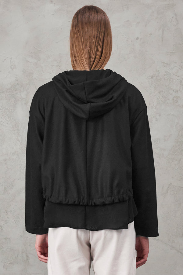 Hooded jacket in light boiled wool lined in viscose georgette | 1010.CFDTRVV311.10