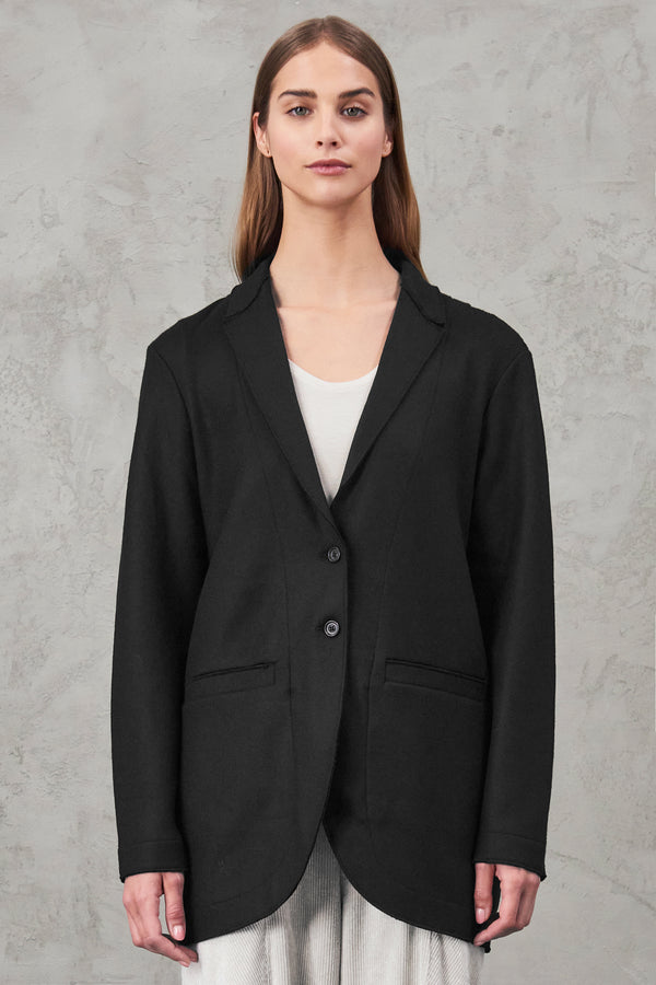 2-button comfort fit jacket in shiny boiled wool with raw cut finishing | 1010.CFDTRVW320.10