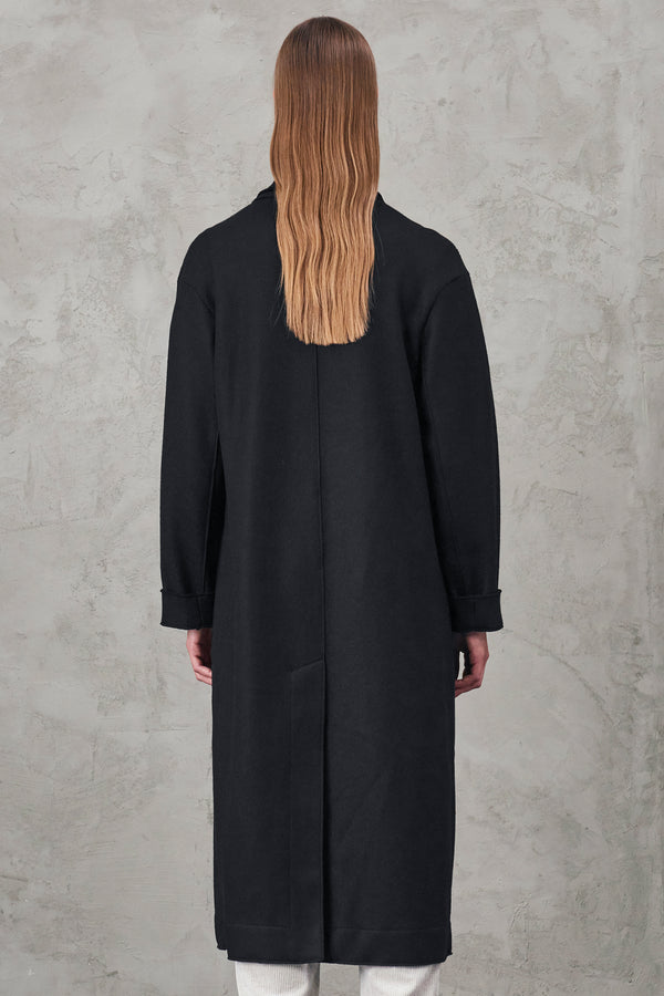 Manteau à double boutonnage en drap de laine brillant avec finitions coupe brute | 1010.CFDTRVW322.10