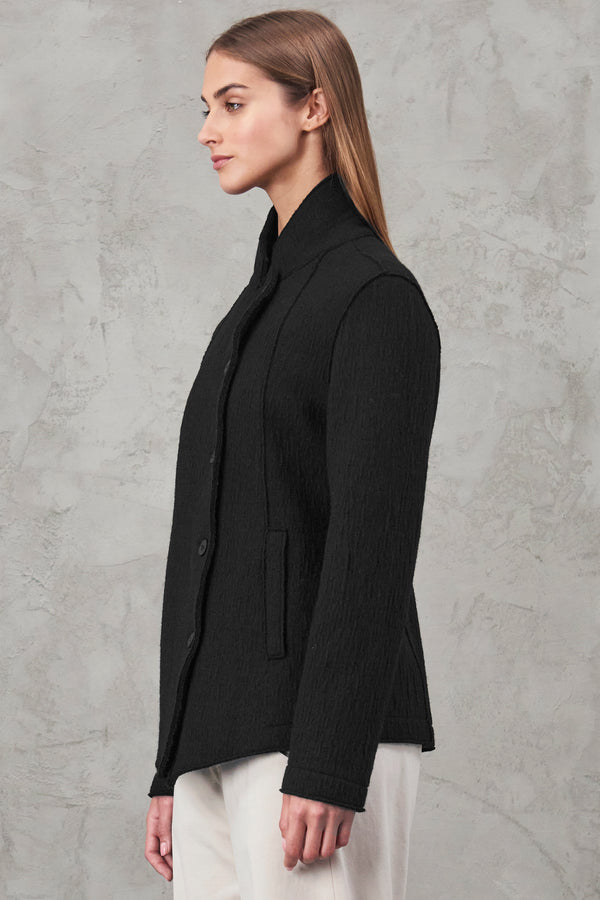 Slim fit jacket in boiled wool knit | 1010.CFDTRVX330.10