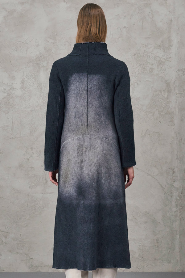 Cappotto lungo spruzzato slim fit in maglia di lana cotta | 1010.CFDTRVX332H.112