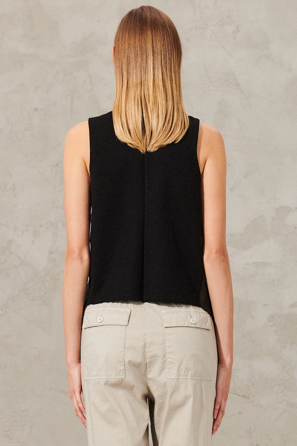 Waistcoat in wrinkled leather with knit back and raw finishing | 1011.CFDTRW3382.10